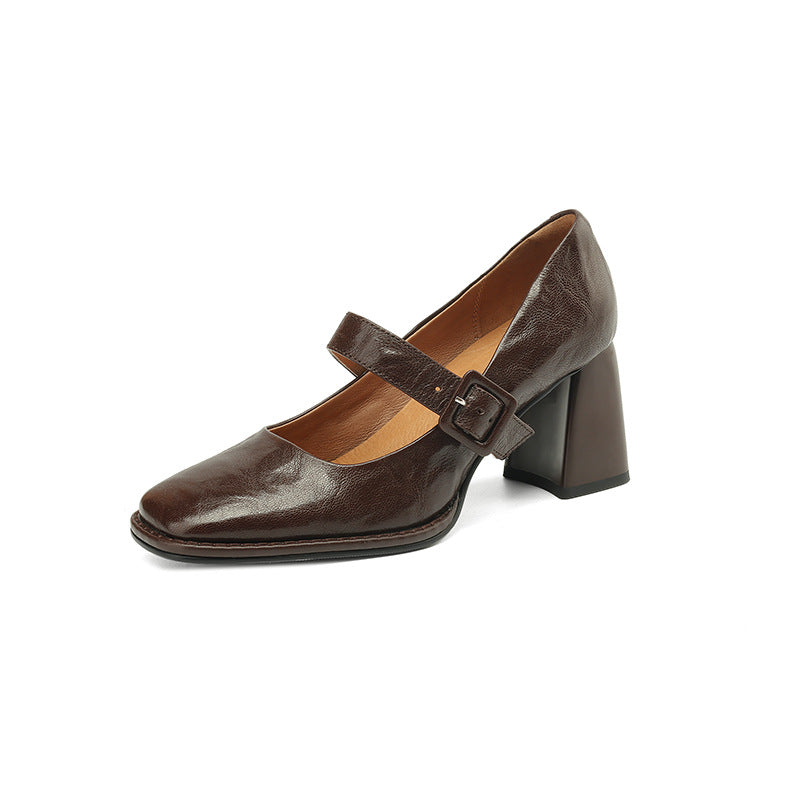 Elegant, Versatile Sheepskin Mary Jane Shoes With A Premium Leather Buckle