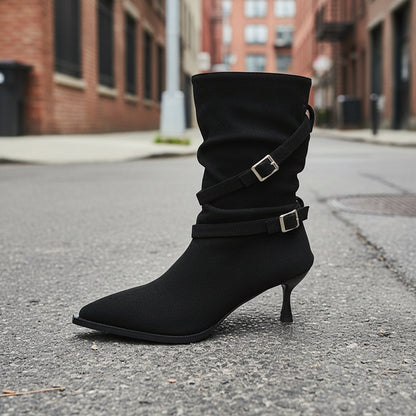 Pointed-Toe Suede Stiletto Ankle Boots Women 