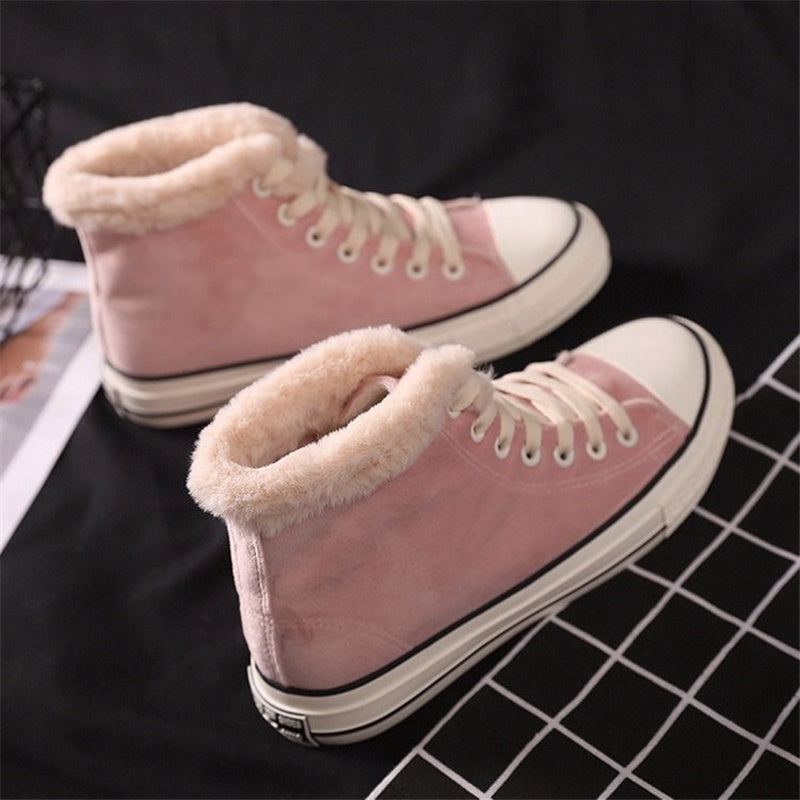 Canvas Shoes Women's Plush Cotton-padded Warm-keeping Cotton Shoes 