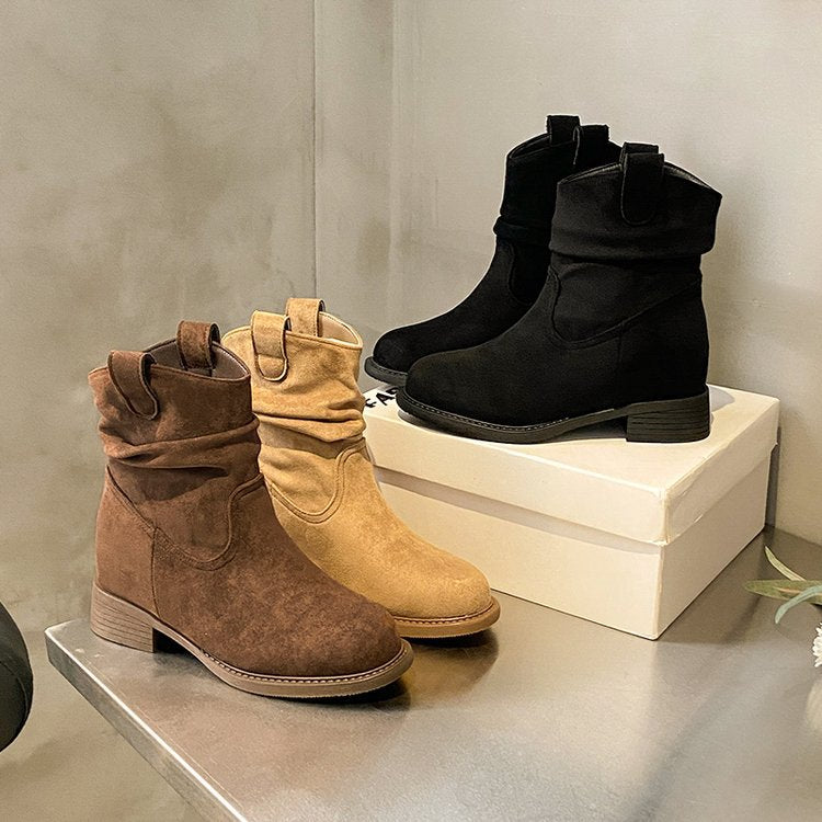 Suede Slimming Chunky-heel Fashion Ankle Boots For Women 