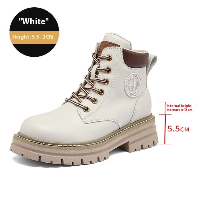 Women’s Genuine Leather Martin Boots – Thick Bottom Elevator Style CJ