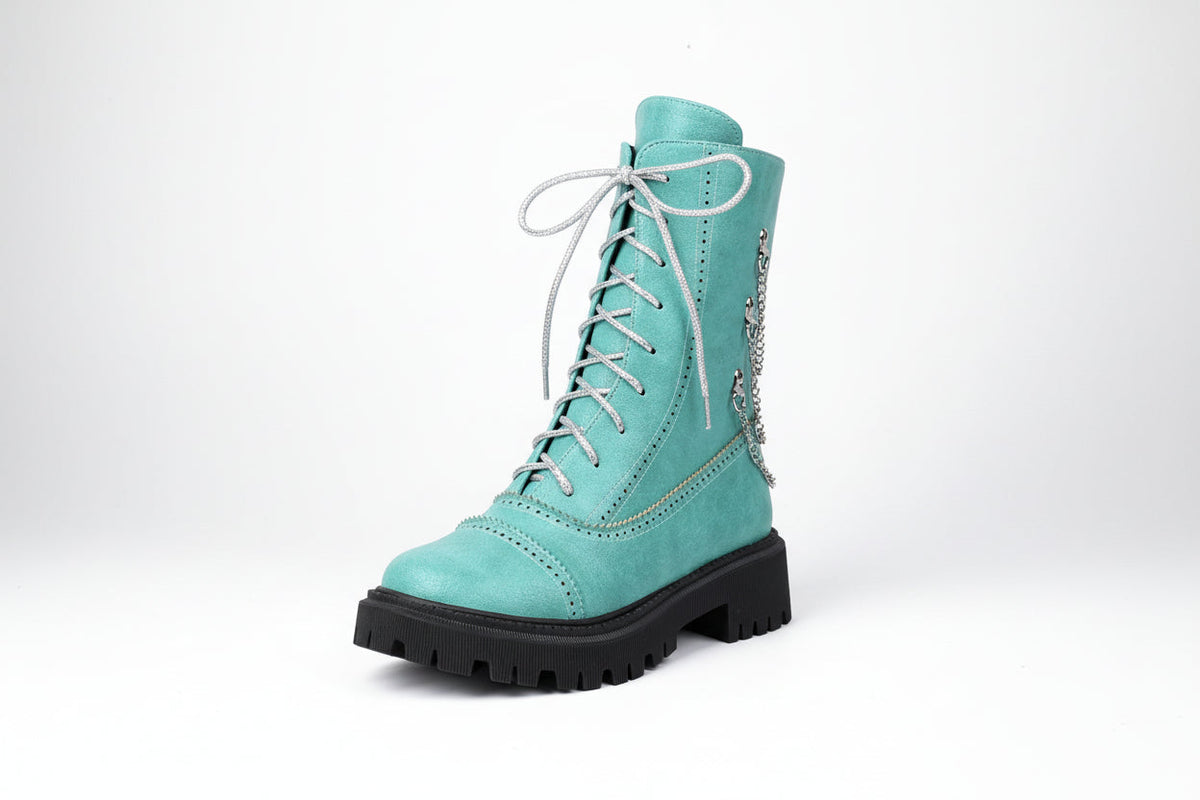 Large-size Womens Chunky-heeled Mid-calf Dr Martens Boots For Fall And Winter 
