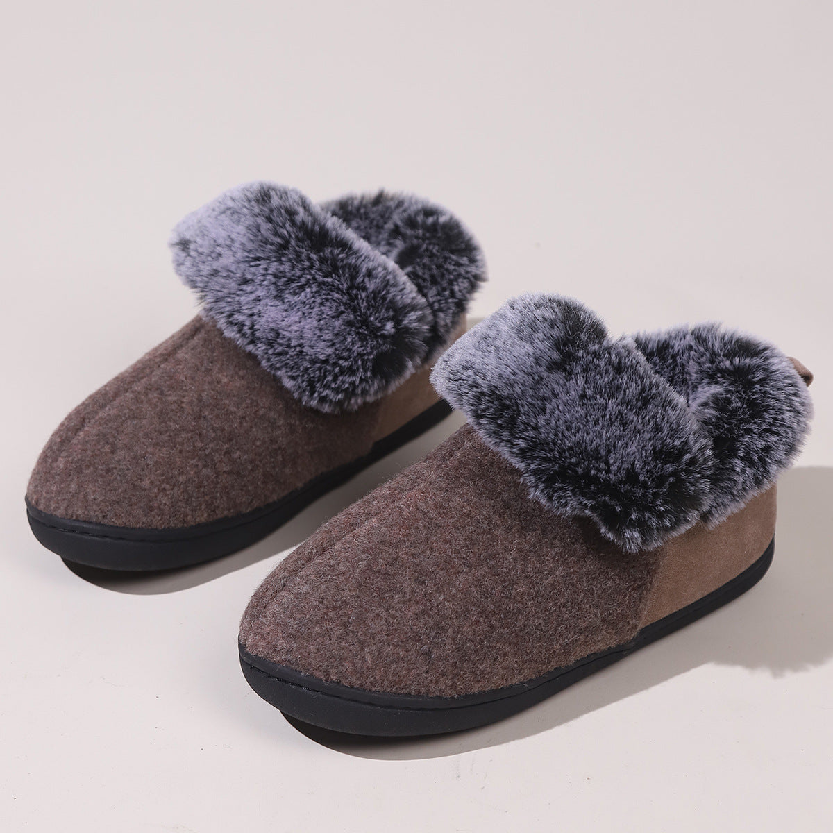 Women’s Felt-Fur Collar Indoor Winter Shoes | Cozy Slip-Ons 
