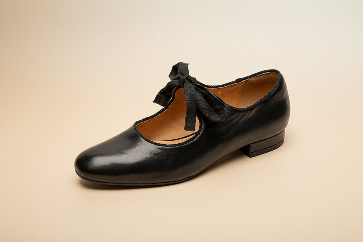 French-style Vintage Low-heeled Leather Shoes For Women Round Toe Low Cut 