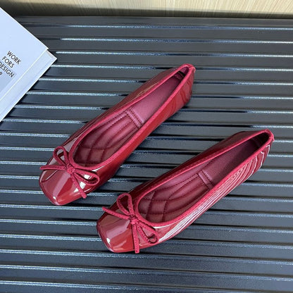 2026 New Spring Summer Women's Square Toe Flats, Korean Style Slip-On Shoes, Soft Sole, Plus Size, Casual All-Match Fashion 