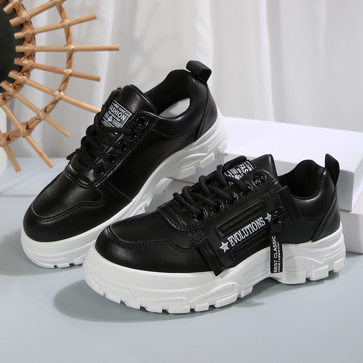 Women’s Lace‑Up Side‑Zipper Sports Sneakers CJ US
