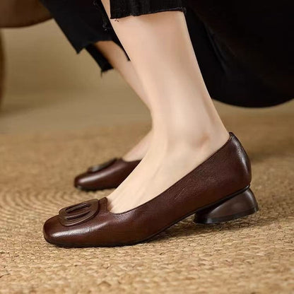 French-style Vintage Low-cut Round-toe Versatile Womens Shoes 