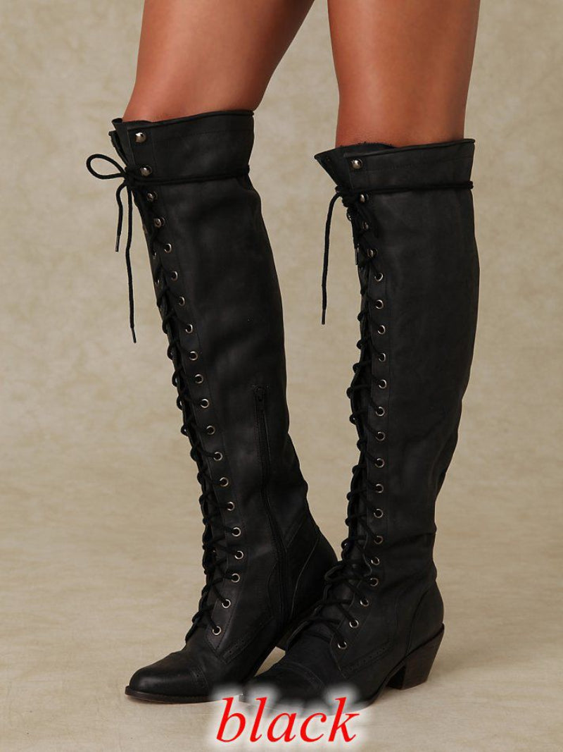 Women’s Over-the-Knee Boots – Round Toe Stylish Tall Winter Boots