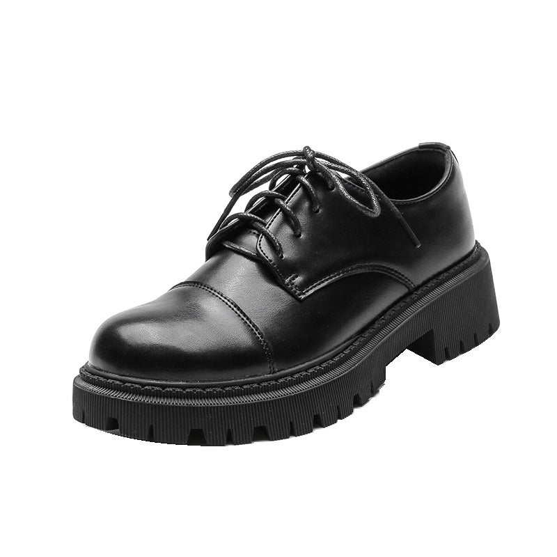 Women’s Solid-Color Retro Slip-On Platform Shoes – Versatile Casual Style CJ