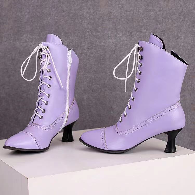 Large Size Women's British-style Martin Wine Glass High Heel Boots Women's Motorcycle Diversi Fashion™