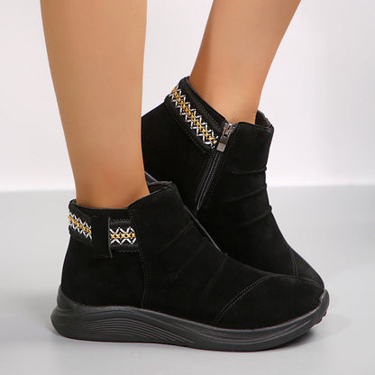 Round Head Women's Autumn And Winter Frosted Martin Boots Casual All-matching 