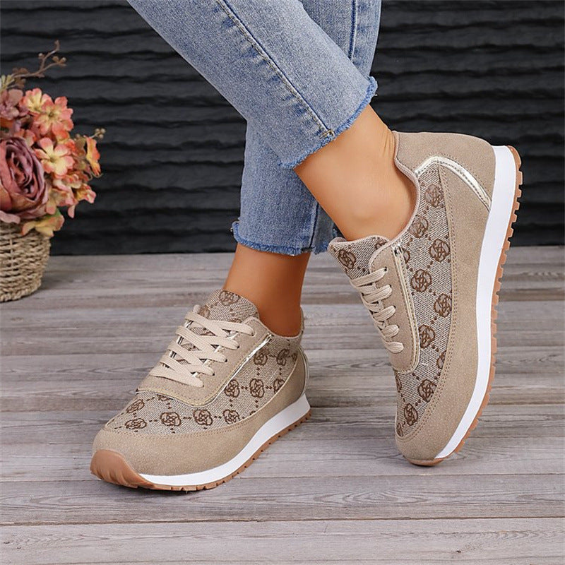 Floral Print Lace-Up Sneakers – Comfortable Canvas Shoes CJ US