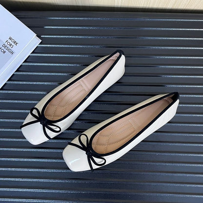 2026 New Spring Summer Women's Square Toe Flats, Korean Style Slip-On Shoes, Soft Sole, Plus Size, Casual All-Match Fashion 