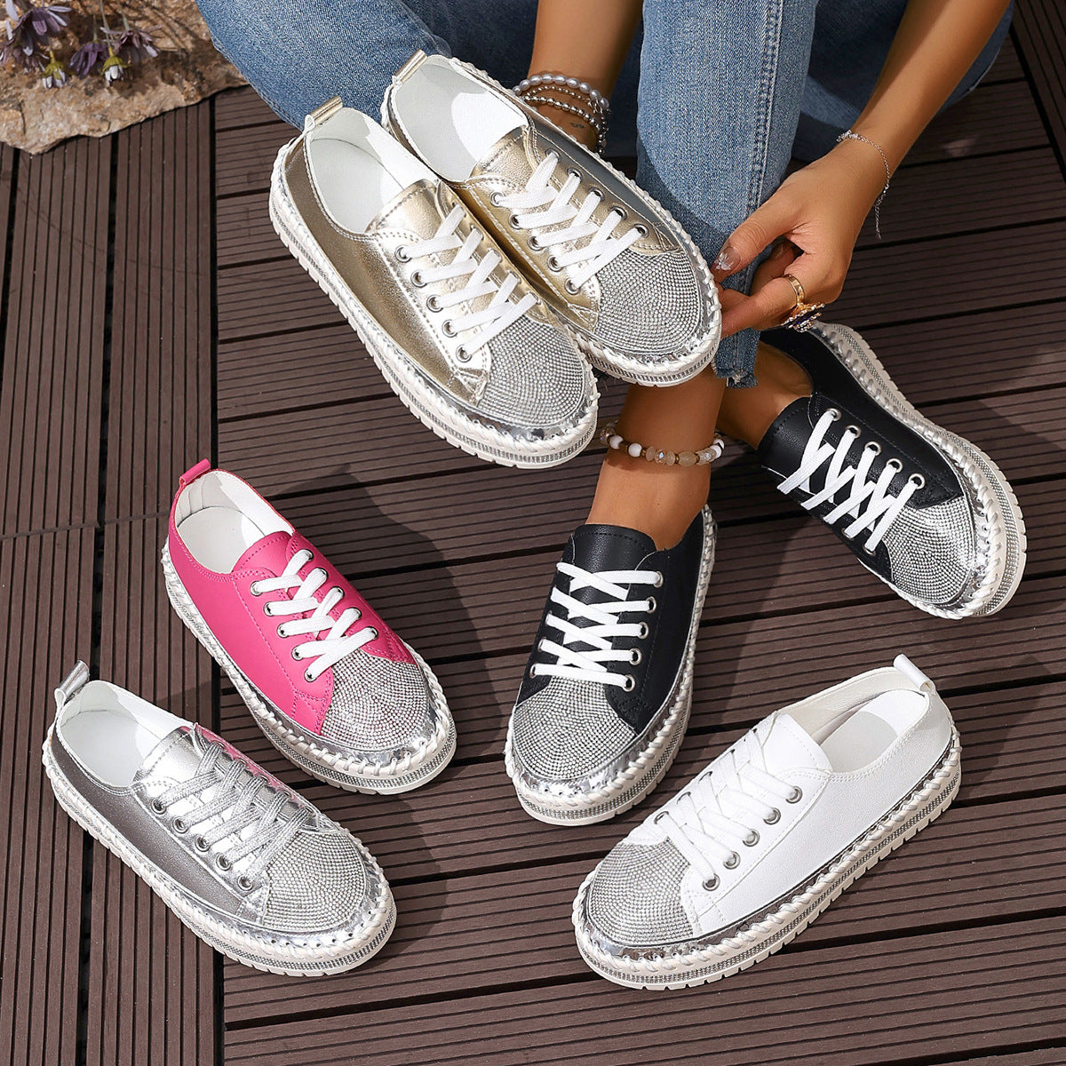 Women’s Plus Size White Sneakers – Chunky Sole Casual Everyday Shoes - Stepique