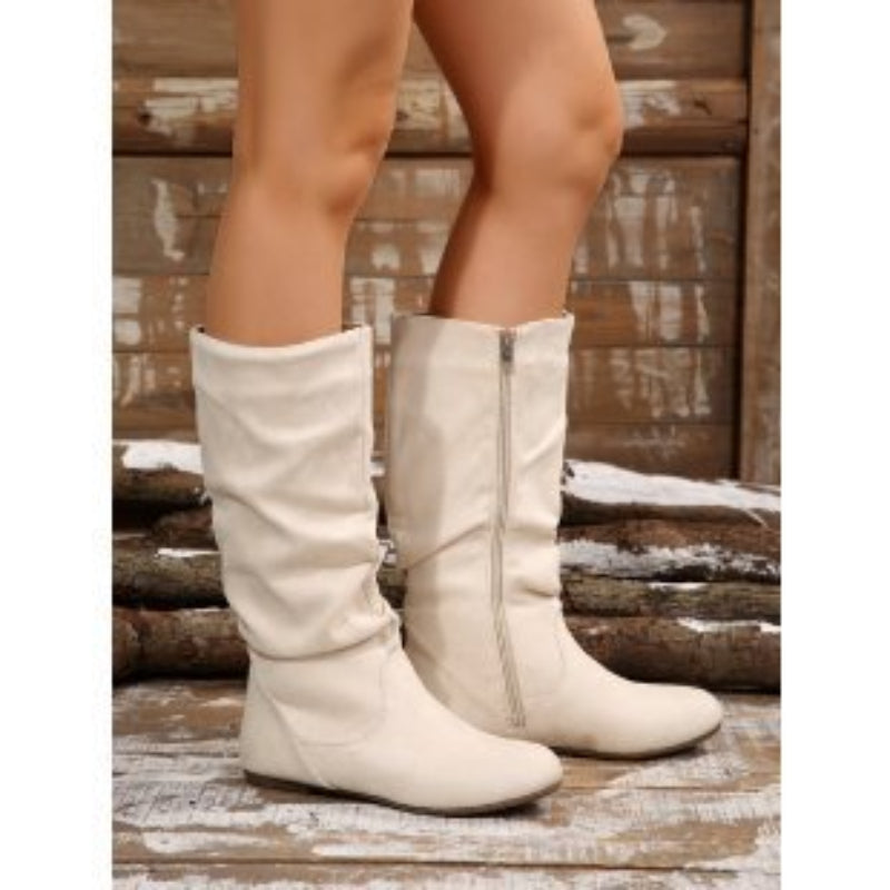 FitiqueFit Plus Size Women’s Boots – Side Zipper Pleated Style, Wide Fit Comfort CJ