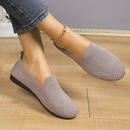 European And American Flat Flying Woven Low-cut Slip-on Hollow Solid Color Lazy Work Shoes CJ