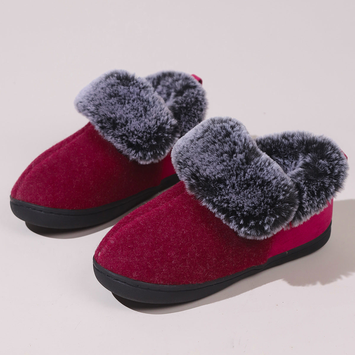 Women’s Felt-Fur Collar Indoor Winter Shoes | Cozy Slip-Ons 