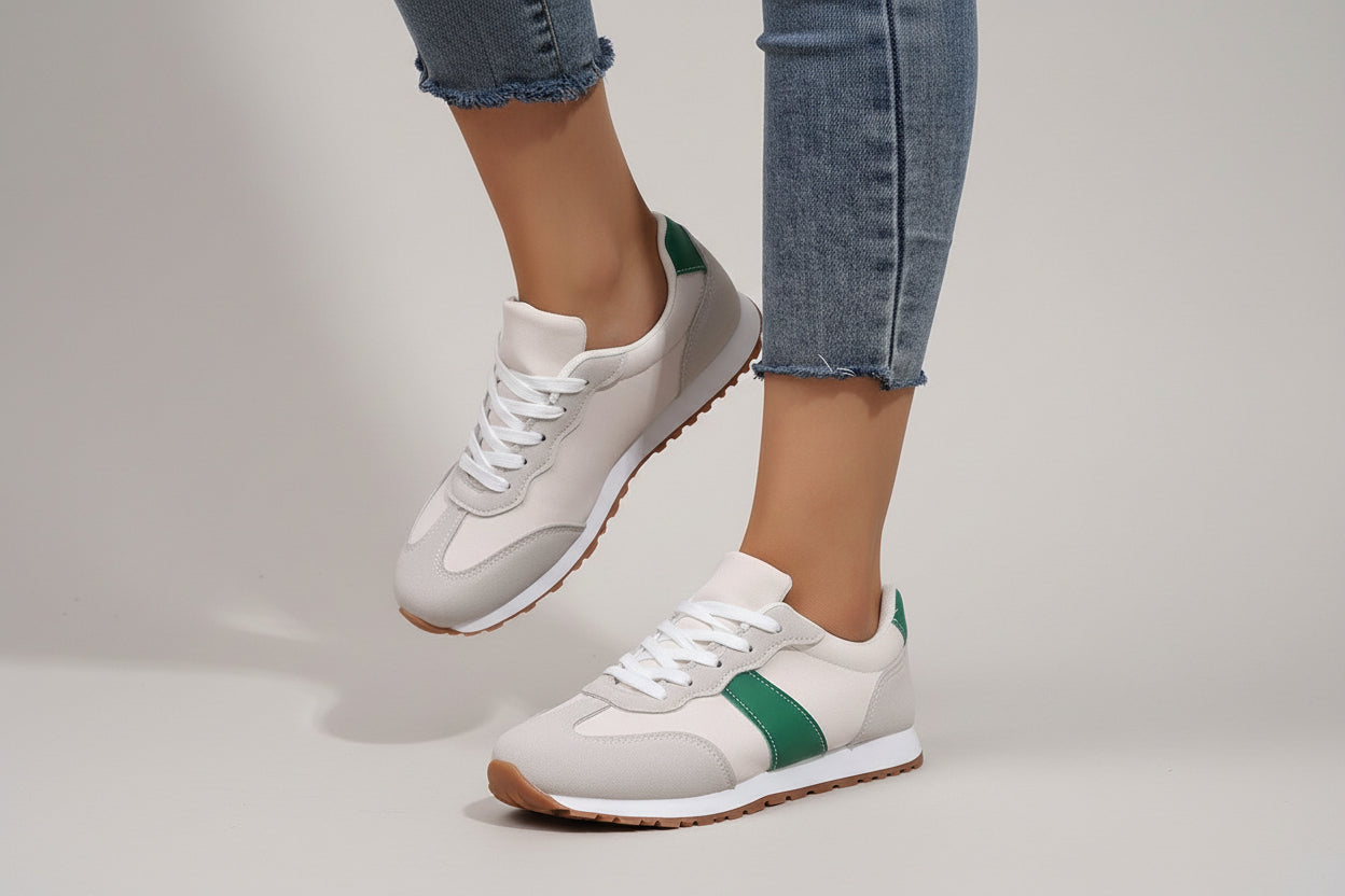 Womens Round-toe Lace-up Casual Thick-soled Elevating Sneakers 