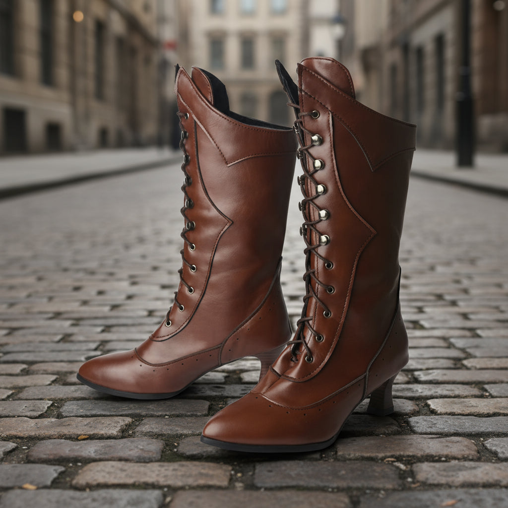 Lace-up Martin Boots Wine Cup Heel Round Toe Large Size Women's Boots 