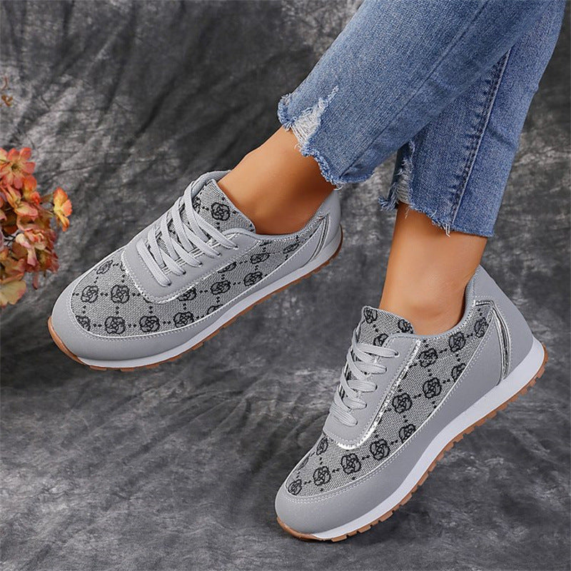 Floral Print Lace-Up Sneakers – Comfortable Canvas Shoes CJ US