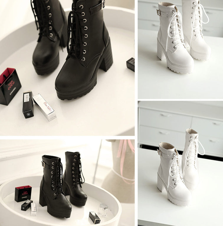 Women's Chunky Heel PU Martin Boots 