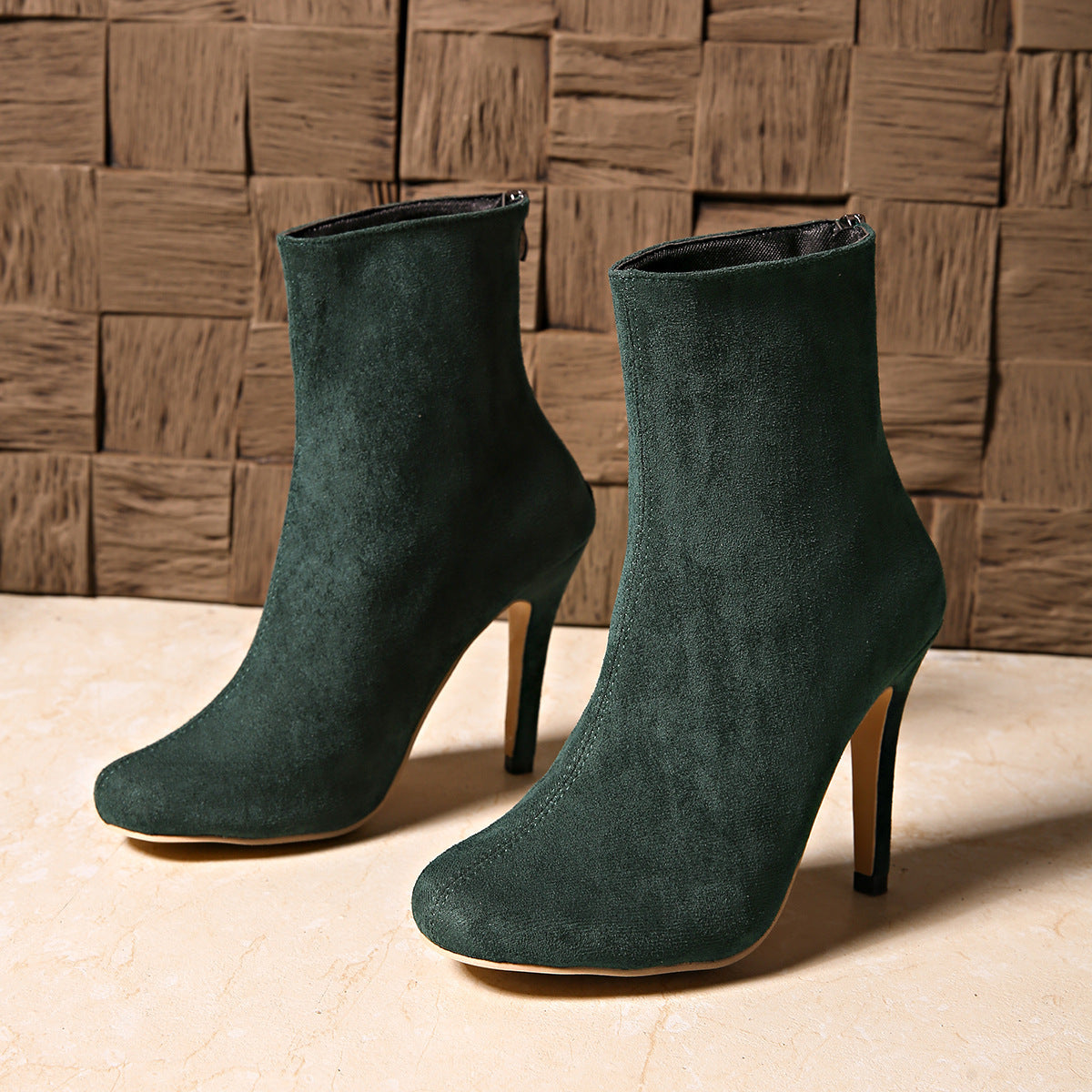 Womens Stylish Figure-flattering Suede High-heeled Ankle Boots 