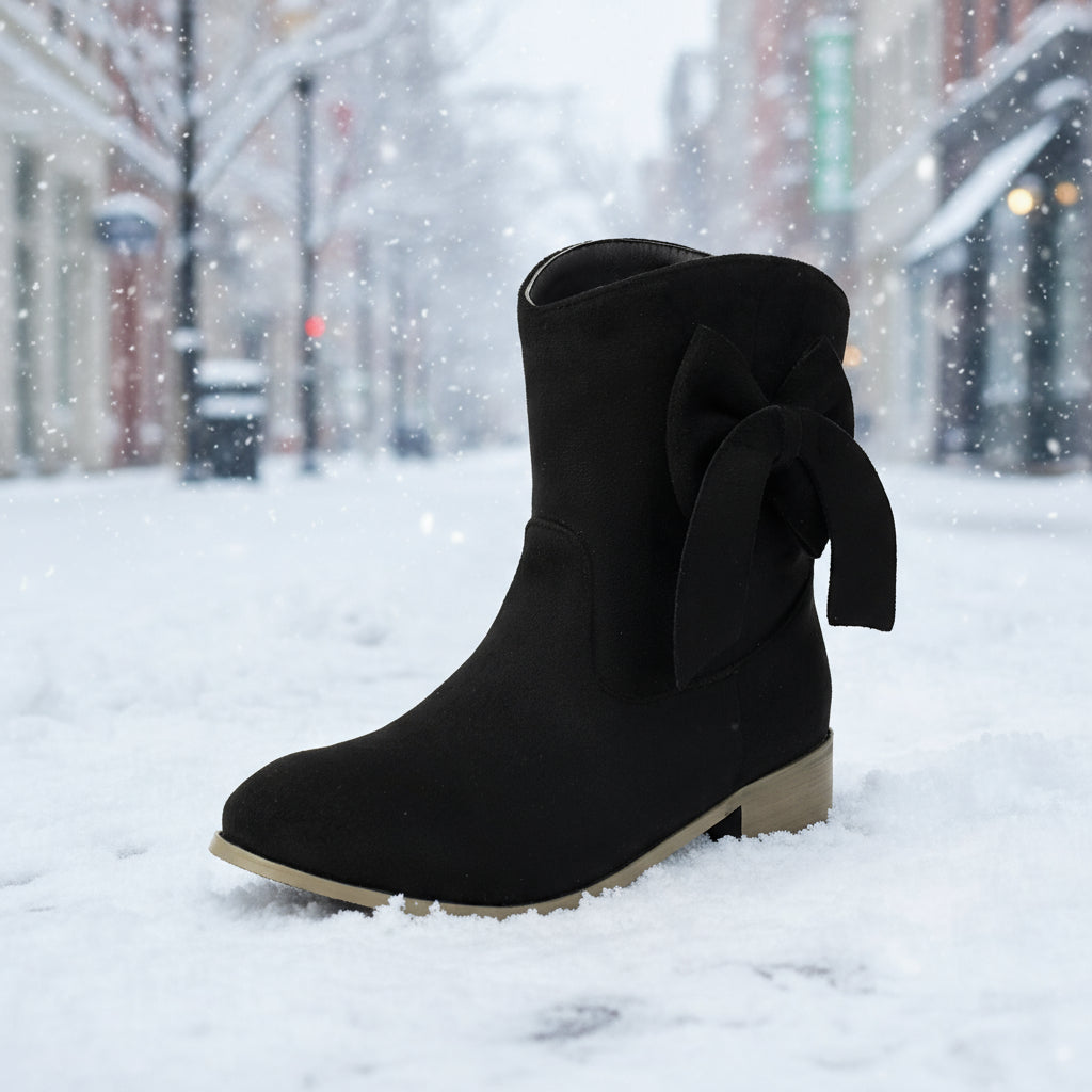 Low Heel Suede Large Size Sweet Bow Casual Boots 