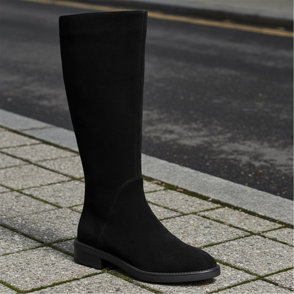 Women's Solid Color Fashion Frosted Long Martin Suede Boots 