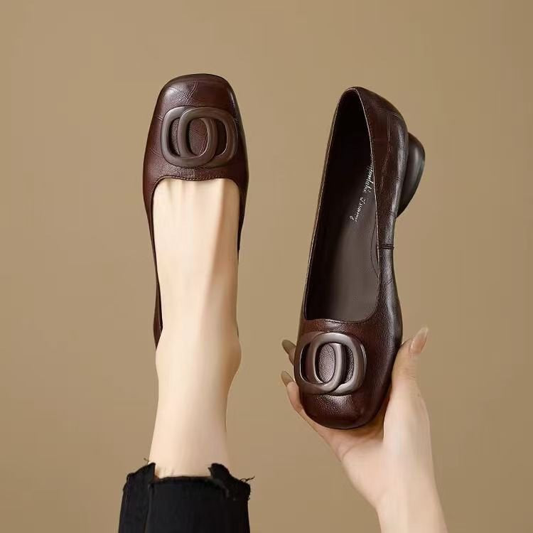 French-style Vintage Low-cut Round-toe Versatile Womens Shoes 