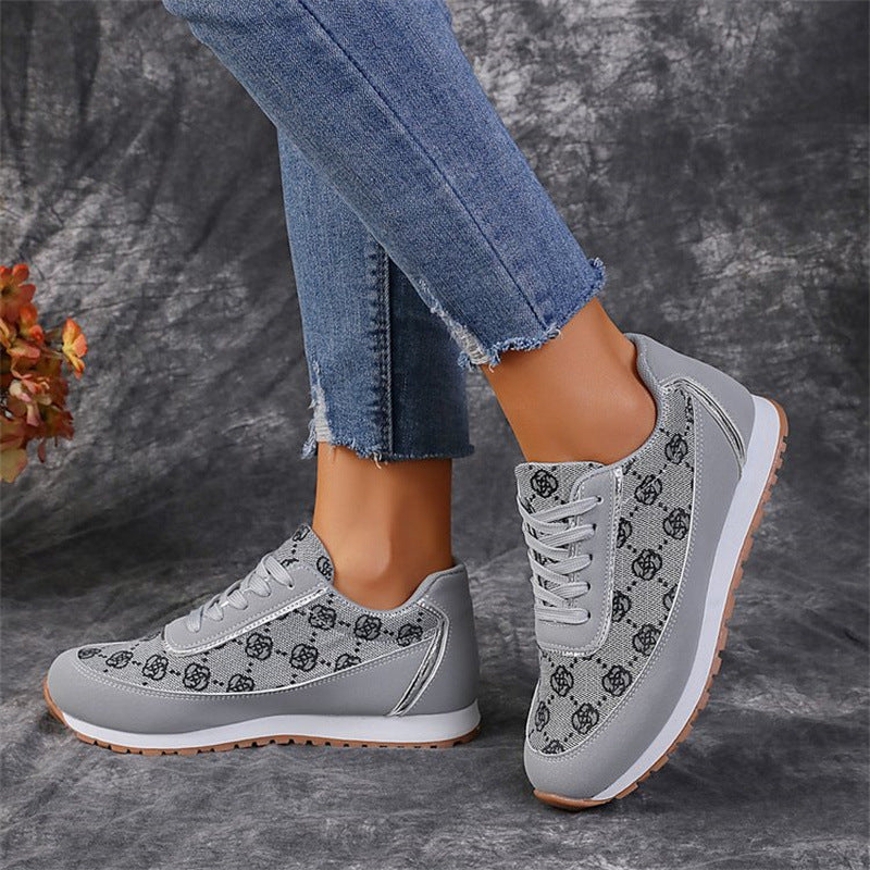 Floral Print Lace-Up Sneakers – Comfortable Canvas Shoes CJ US
