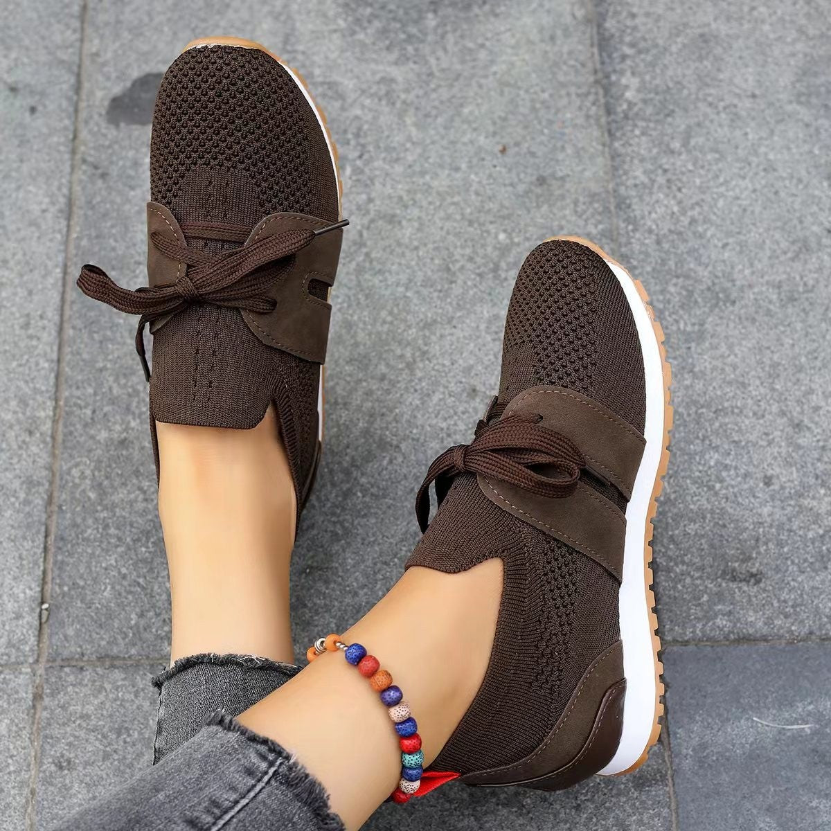 Women’s Lace‑Up Mesh Walking Flats CJ US