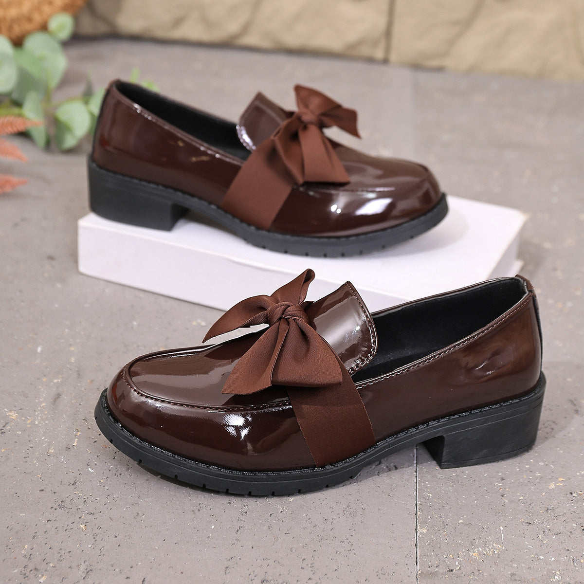 Plus-size Bow-knot Slip-on Loafers For Women 