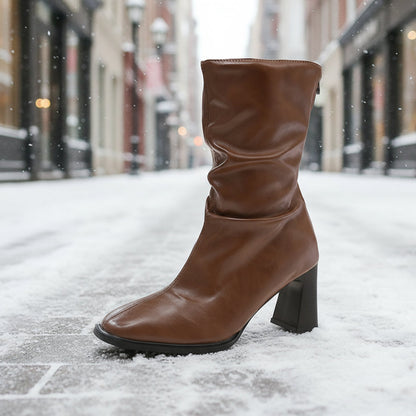 Large Size Women's Autumn And Winter High Heel Plus Fat Botton Width Ankle Boots CJ
