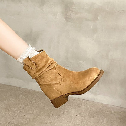 Suede Slimming Chunky-heel Fashion Ankle Boots For Women 