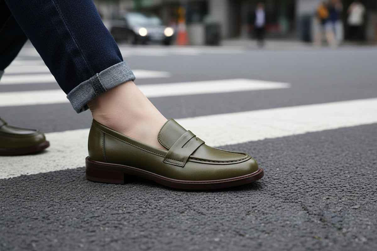 British-style Vintage Women's Heeled Leather Shoes 