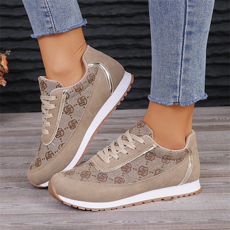 Floral Print Lace-Up Sneakers – Comfortable Canvas Shoes CJ US