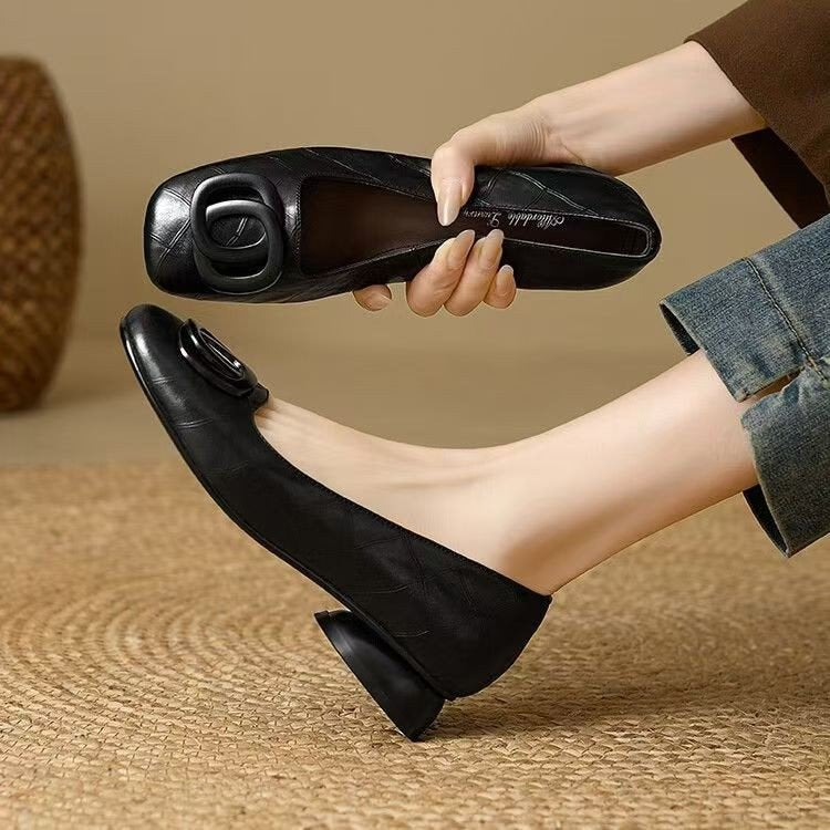 French-style Vintage Low-cut Round-toe Versatile Womens Shoes 