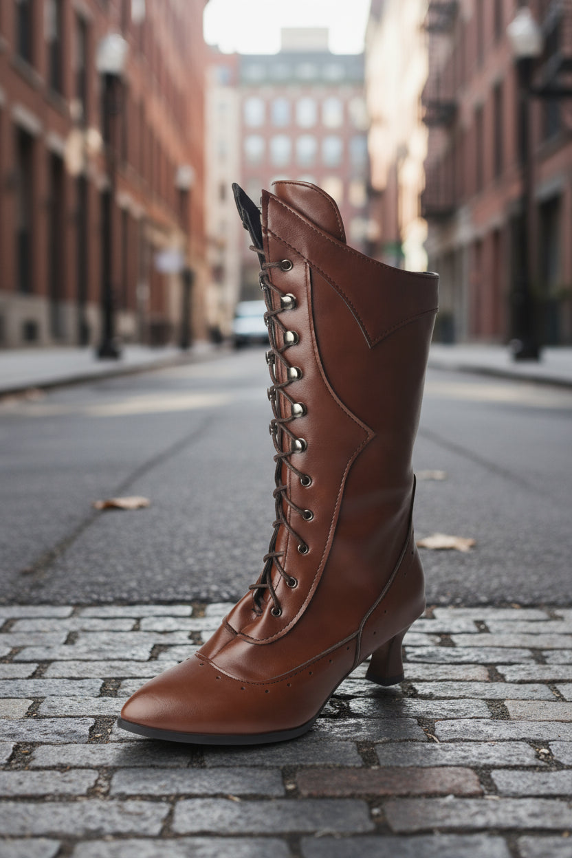 Lace-up Martin Boots Wine Cup Heel Round Toe Large Size Women's Boots 