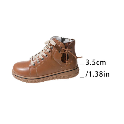 FitiqueFit Women’s Flat Heel Martin Boots – Lace-Up, Side Zip, Cotton Padded Comfort CJ