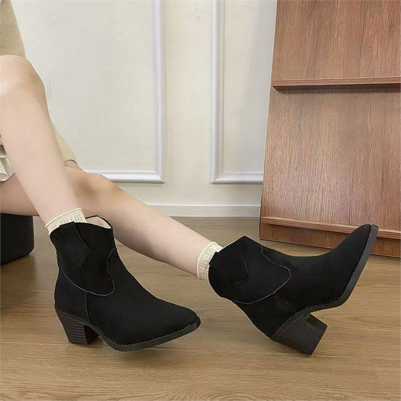 Women’s Retro Sock Cuff Booties – Stylish Ankle Boots with Stretch Cuff