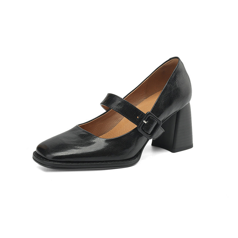 Elegant, Versatile Sheepskin Mary Jane Shoes With A Premium Leather Buckle 