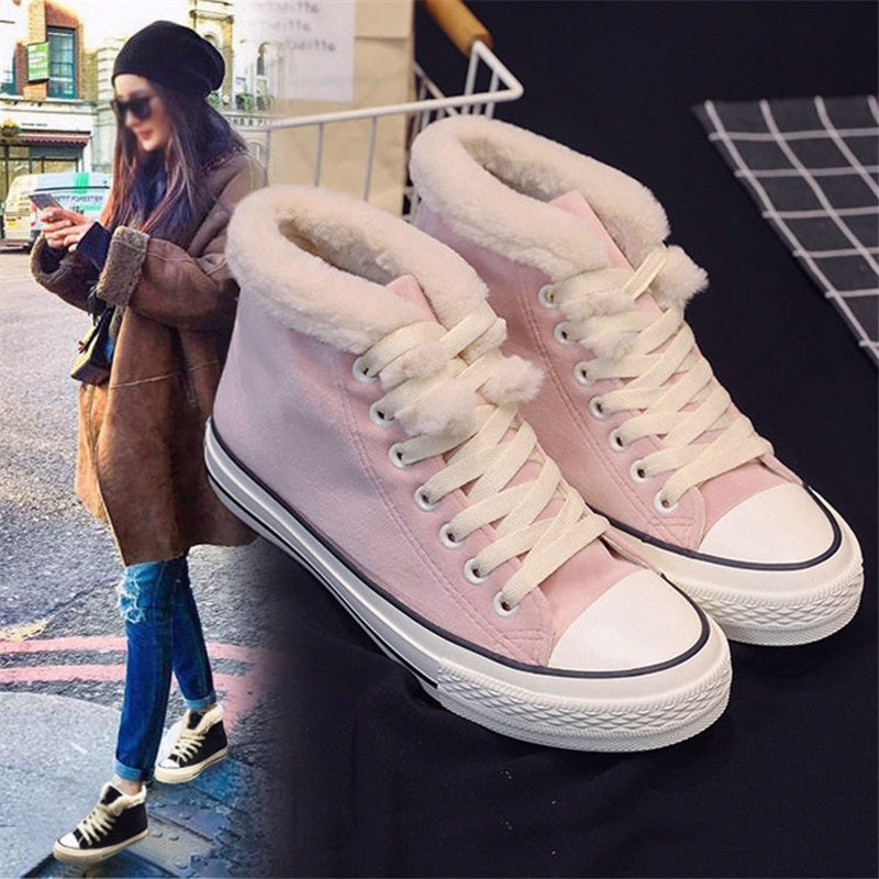 Canvas Shoes Women's Plush Cotton-padded Warm-keeping Cotton Shoes 
