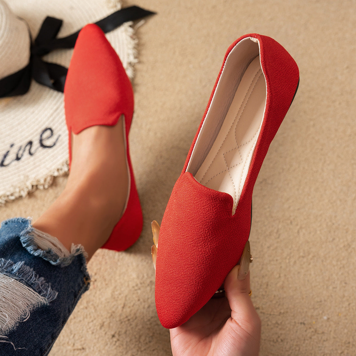 Casual Flat Pointed Toe Women's Thin Shoes CJ
