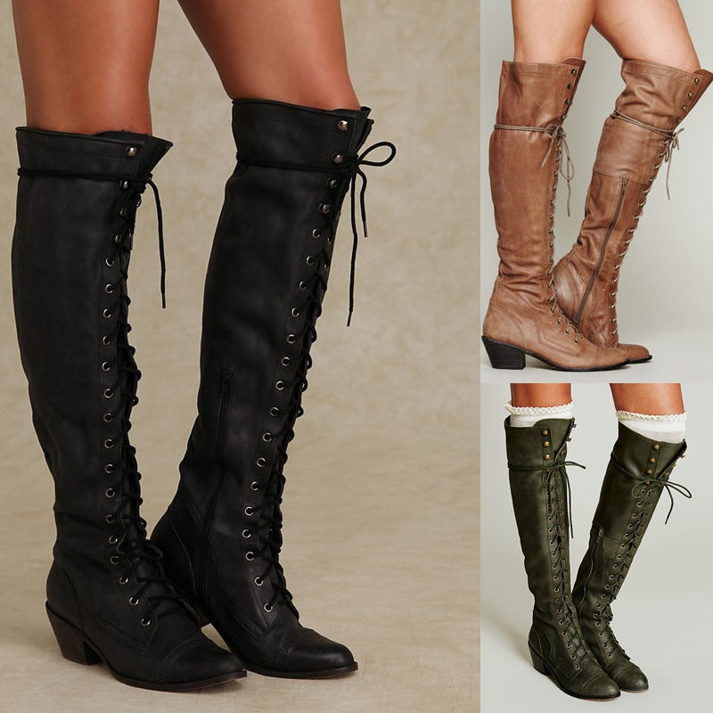Women’s Over-the-Knee Boots – Round Toe Stylish Tall Winter Boots
