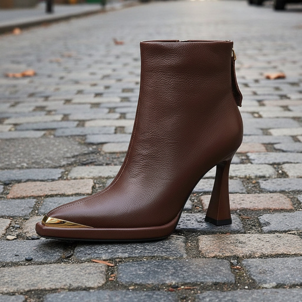 AutumnWinter Europe New Pointed Toe Chunky Heel Side Zip Boots For Women 