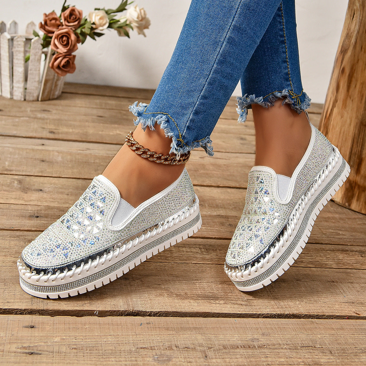 Women’s Four-Seasons Thick-Sole Casual Sneakers | Flat All-Match Lightweight Flats 
