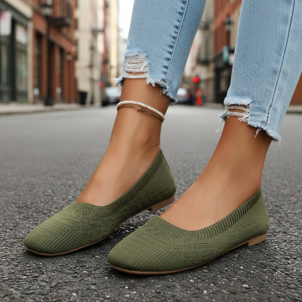 Women's Knitted Plus Size Flying Woven Breathable One Pedal Shoes 