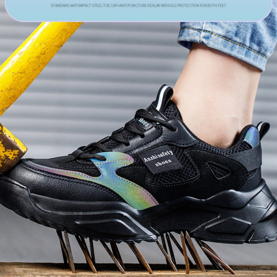 Lightweight Breathable Anti-Smash Work Shoes – Women's Safety Sneakers CJ