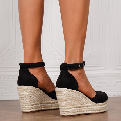 Platform Espadrille Sandals With Ankle Strap 