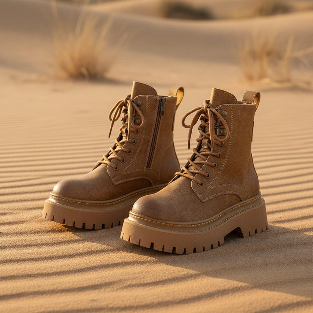 Women's Retro Height-Enhancing Mid-Calf Martin Boots 